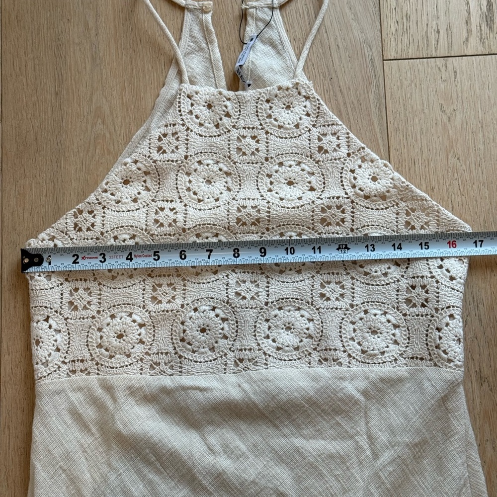 🤍 ZARA Crochet Lace Linen Blend Maxi Dress | Boho Summer | Cream | - Picture 7 of 9